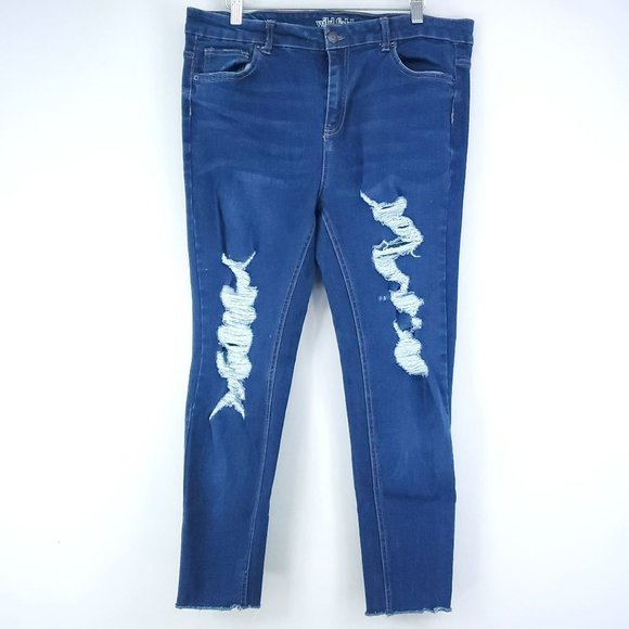 Wild Fable Destroyed Jegging Women's Size 16 Stretch Raw Cuff - Picture 1 of 7